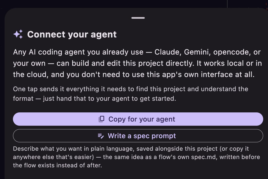 Idrisil's Connect your agent panel, with a Copy for your agent button