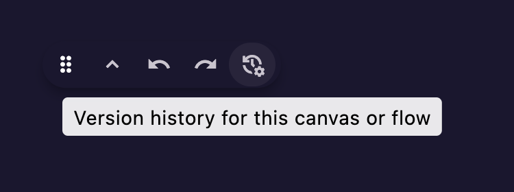 Idrisil toolbar with a Version history for this canvas or flow tooltip